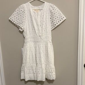 Anthropologie White Eyelet Mini Dress